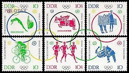 D,DDR Mi.Nr. 1039-44 Olympia 1964 (6 Werte)