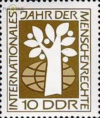 D,DDR Mi.Nr. 1369 UNO Verkündung der Menschenrechte, Baum vor Weltkugel (10)