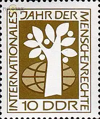 D,DDR Mi.Nr. 1369 UNO Verkündung der Menschenrechte, Baum vor Weltkugel (10)