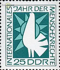 D,DDR Mi.Nr. 1370 UNO Verkündung der Menschenrechte, Taube vor Sonne (25)