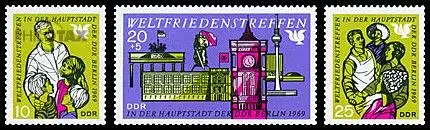 D,DDR Mi.Nr. 1478-80 Weltfriedenstreffen (3 Werte)