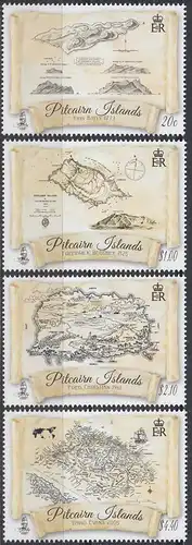 Pitcairn Mi.Nr. 998-1001 Karten von Pitcairn (4 Werte)
