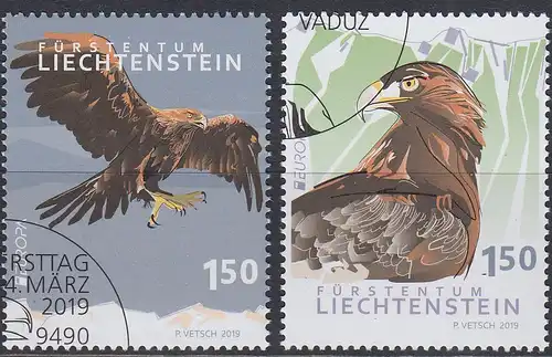 Liechtenstein MiNr. 1933-1934, Europa 2019, Einheimische Vögel (2 Werte)