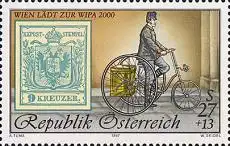 Österreich Mi.Nr. 2222I WIPA 2000, Postbote Dreirad + Marke 5 Jahr 1997 (27+13)