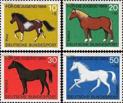 D,Bund Mi.Nr. 578-581 Jugend 69 Pferde (4 Werte)