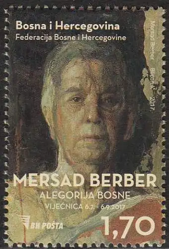 Bosnien-Herz. MiNr. 712 Gemälde von Mersad Berber, Selbstporträt (1,70)