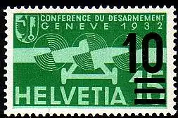 Schweiz Mi.Nr. 286a Flugpostmarke, MiNr. 256 mit Aufdruck, grün (10 a.15)