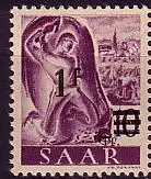 D, Saar, Mi.Nr. 228ZI Freimarken m.Aufdr. Fr.-Währung (1 Fr. auf 10 Pf)