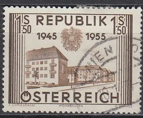 Österreich Mi.Nr. 1015 10 J. Unabhängigkeit Wohnbauten (1,50)