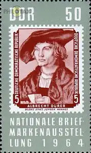 D,DDR Mi.Nr. 1058 Nat. Briefmarkenausstellung 64, mit Marke MiNr.504 (50)