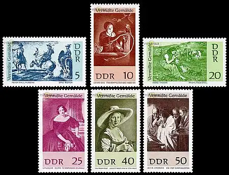 D,DDR Mi.Nr. 1286-91 Vermißte Gemälde (6 Werte)