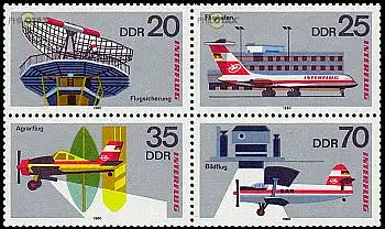 D,DDR Mi.Nr. Vbl.2516-19 25 Jahre interflug + AEROSOZPHILEX (m.je 1x2516-19)