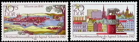 D,DDR Mi.Nr. 2722-23 Briefmarkenausstellung der Jugend Schwerin (2 Werte)
