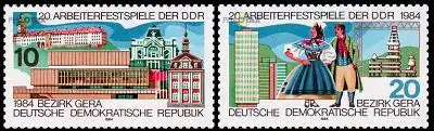 D,DDR Mi.Nr. 2880-81 Arbeiterfestspiele Bezirk Gera (2 Werte)