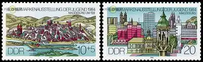 D,DDR Mi.Nr. 2903-04 Briefmarkenausstellung der Jugend, Magdeburg (2 Werte)