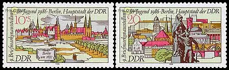 D,DDR Mi.Nr. 3030-31 Briefmarkenausstellg. der Jugend, Berlin (2 Werte)