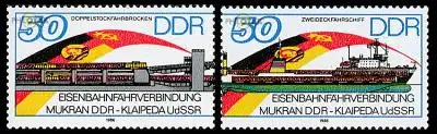 D,DDR Mi.Nr. 3052-53 Eisenbahnfährverbindung Mukran-Klaipeda (2 Werte)