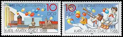 D,DDR Mi.Nr. 3181-82 Pioniertreffen Chemnitz (2 Werte)