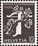 Schweiz Mi.Nr. 345yI Landesausst., Armbrust mit Apfelblütenzweig (10)