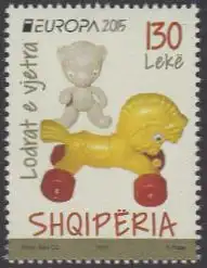 Albanien MiNr. 3486 Europa 15, Hist.Spielzeug, Rollpferd und Teddy (130)
