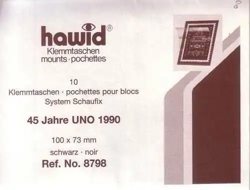 1 Pack. = 10 HAWID-Klemmtaschen schwarz 100x73 mm System Schaufix (8798)