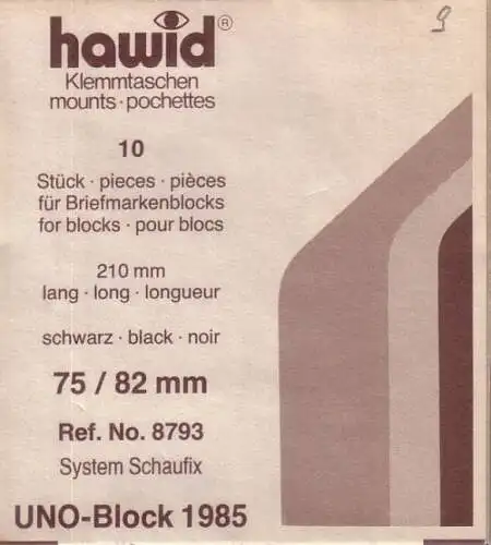 1 Pack. = 10 HAWID-Klemmtaschen schwarz 75x82 mm System Schaufix (8793)