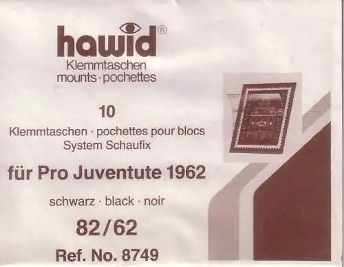 1 Pack. = 10 HAWID-Klemmtaschen schwarz 82x62 mm System Schaufix (8749)