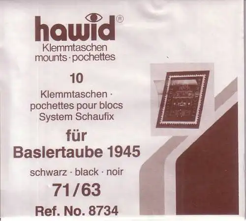 1 Pack. = 10 HAWID-Klemmtaschen schwarz 71x63 mm System Schaufix (8734)