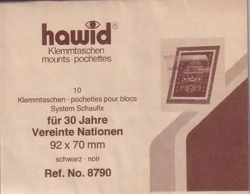 1 Pack. = 10 HAWID-Klemmtaschen schwarz 92x70 mm System Schaufix (8790)