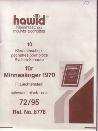 1 Pack. = 10 HAWID-Klemmtaschen schwarz 72x95 mm System Schaufix (8778)