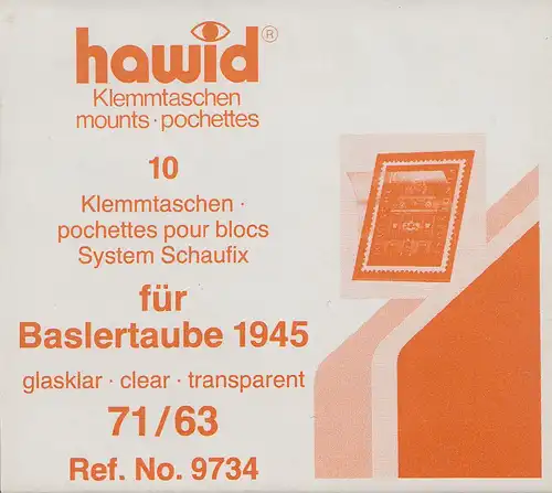 1 Pack. = 10 HAWID-Klemmtaschen glasklar 71x63 mm System Schaufix (9734)