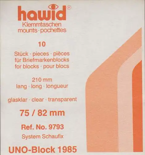1 Pack. = 10 HAWID-Klemmtaschen glasklar 75x82 mm System Schaufix (9793)