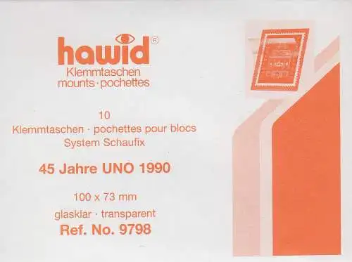 1 Pack. = 10 HAWID-Klemmtaschen glasklar 100x73 mm System Schaufix (9798)