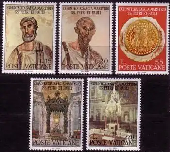 Vatikan Mi.Nr. 523-27 Martyrien der Heiligen Peter und Paul (5 Werte)
