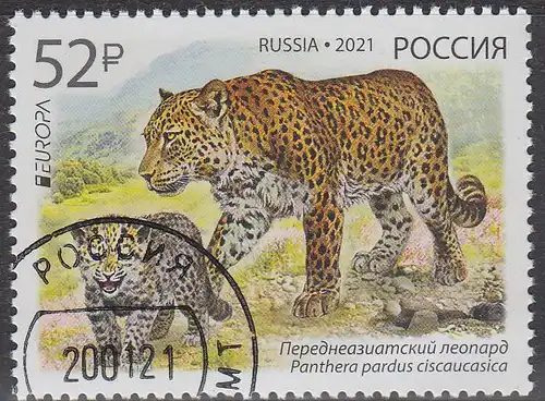 Russland MiNr. 2944 Europa 2021, Gefährdete Wildtiere, Persischer Leopard (52)