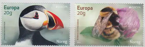Norwegen Mi.Nr. 2046-2047 Europa 2021 Gefährdete Wildtiere (2 Werte)