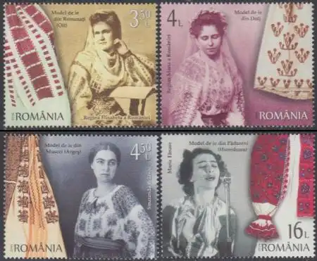 Rumänien Mi.Nr. 7087-90 Nationales Kulturerbe, Trachtenblusen (4 Werte)