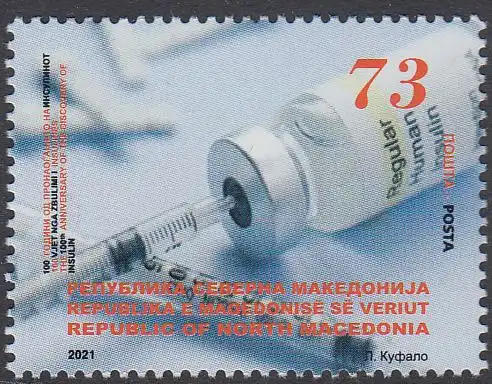 Nordmazedonien MiNr. 946 Entdeckung des Insulins vor 100 Jahren (73)
