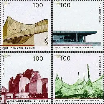 D,Bund Mi.Nr. 1906-1909 Architektur nach 1945 (Marken aus Block) (4 Werte)