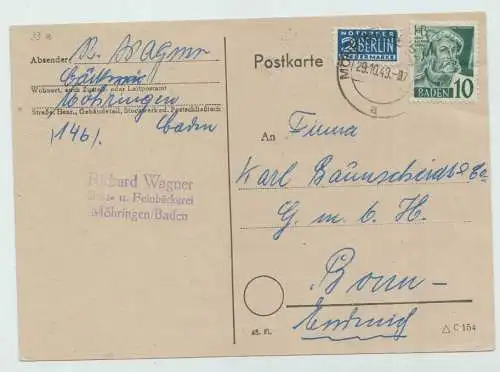 D,Franz.Zone,Baden Mi.Nr. 33 Freim.o.Wertangabe, H.Baldung, gen.Grien (10 (Pf))