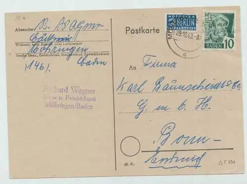 D,Franz.Zone, Baden Mi.Nr. 33 Freim.o.Wertangabe, H.Baldung, gen.Grien (10 (Pf))