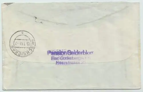 D,Bund Mi.Nr. 191 Heuss (70) auf Brief per Einschreiben, Stempel: Bad Godesberg 