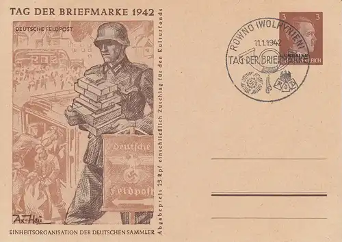 Dt. Besetzung, Ukraine,  Mi.Nr. P 4b/02 Tag der Briefmarke 1942, Dt. Feldpost