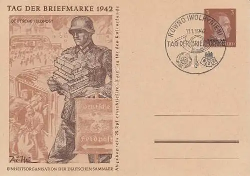 Dt. Besetzung, Ukraine,  Mi.Nr. P 4b/02 Tag der Briefmarke 1942, Dt. Feldpost