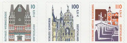 D,Bund Mi.Nr. 2187-2189BD SWK, unten geschnitten, selbstklebend (3 Werte)