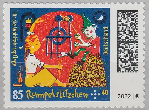 D,Bund Mi.Nr. 3669 Wohlfahrt 2022, Rumpelstilzchen, skl. aus Rolle (85+40)