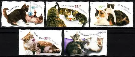 D,Bund Mi.Nr. 2402-2406 Jugend 2004, Katzen (5 Werte)