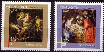 D,Bund Mi.Nr. 2429-30 Weihnachten 04, Gemälde von Rubens (2 Werte)