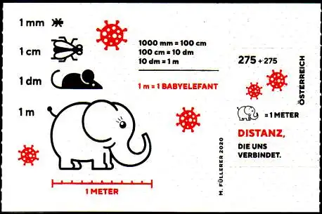 Österreich MiNr. Block 119 Corona, Distanz, Babyelefant