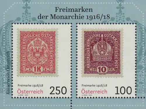 Österreich MiNr. Block 140 Freimarken der Monarchie 1916/18
